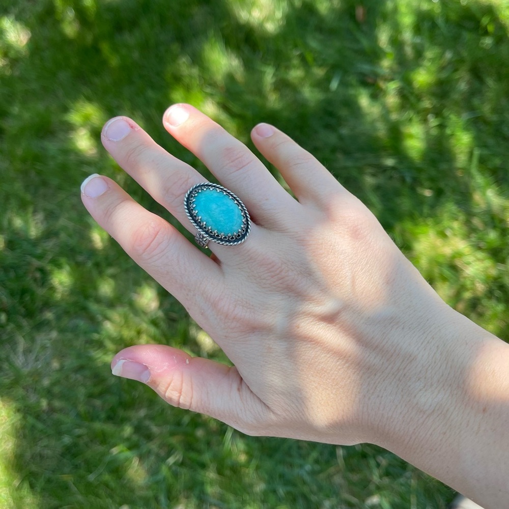 💙 Beautiful Amazonite Sterling Silver Ring 💙